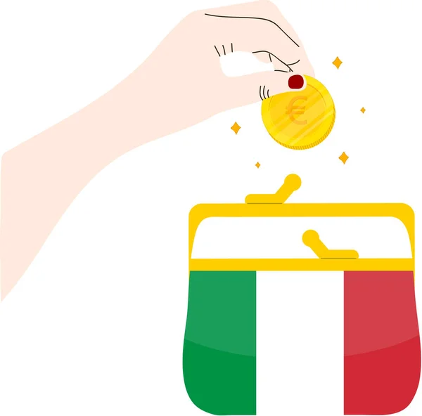 Włoska Flaga Wyciągnięta Ręcznie Eur Wyciągnięta Ręcznie — Wektor stockowy