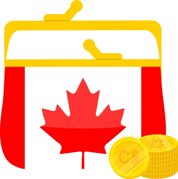 Канадская Монета Канадским Флагом — стоковый вектор