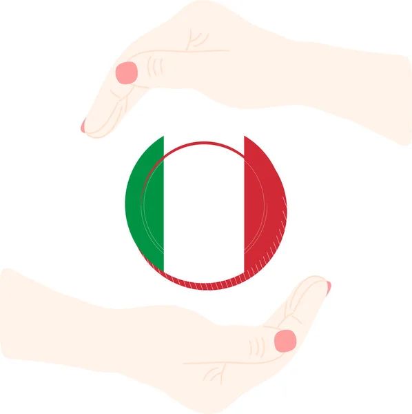 Włoska Flaga Wyciągnięta Ręcznie Eur Wyciągnięta Ręcznie — Wektor stockowy