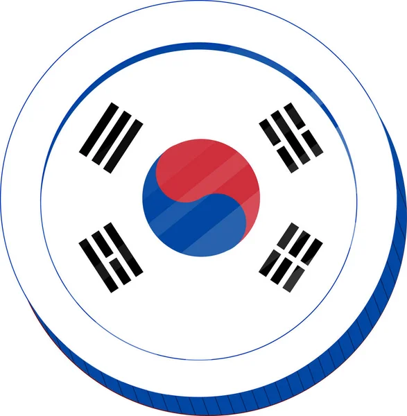 South Korean Flag Hand Drawn South Korean Won — Stock Vector