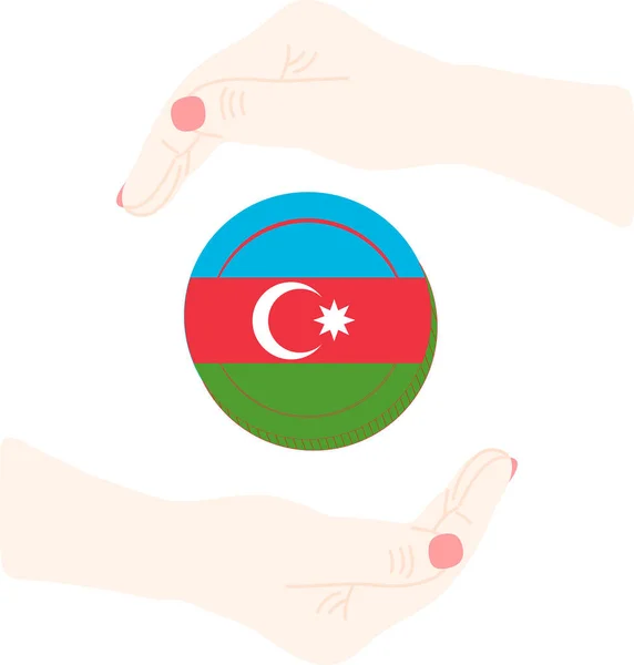 手の形をしたアゼルバイジャンの旗 ベクトルイラスト — ストックベクタ