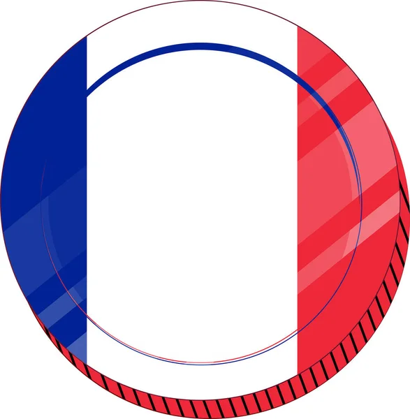 Bandera Redonda Francia Icono Estilo Plano Ilustración Vectorial Aislado Sobre — Vector de stock