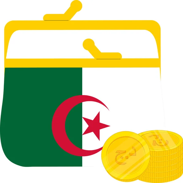 Algeria Flag Hand Drawn Algerian Dinar Hand Drawn — Stock Vector