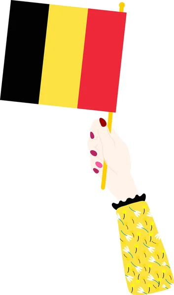 Bandeira Bélgica Segurando Uma Mão Ilustração Vetorial — Vetor de Stock