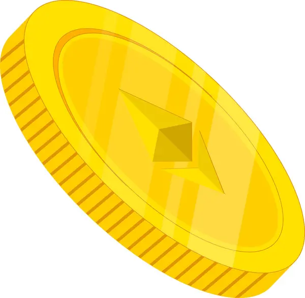 Moneta Oro Icona Stile Cartone Animato — Vettoriale Stock