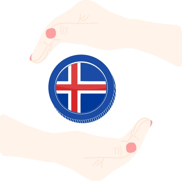 Bandeira País Islândia Por Uma Mão —  Vetores de Stock