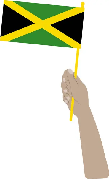 Kézzel Lengeti Jamaica Nemzeti Zászlaját Vektor Illusztráció — Stock Vector