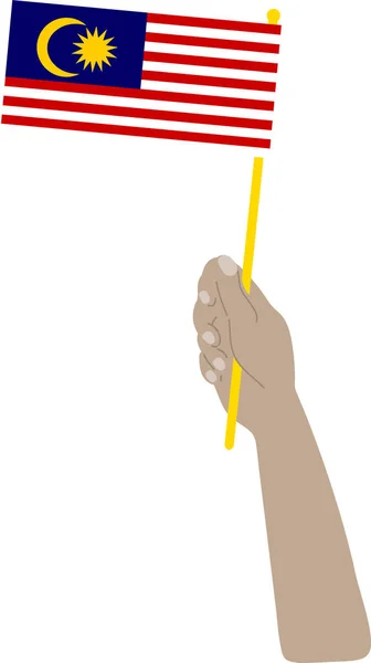 Bendera Malaysia Tangan Pada Latar Belakang Putih Ilustrasi Vektor Ilustrasi - Stok Vektor