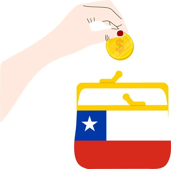 Cile Bandiera Disegnata Mano Peso Cileno Disegnato Mano — Vettoriale Stock