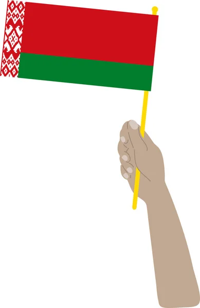 Hand Hält Eine Weißrussische Nationalflagge Vektorillustration — Stockvektor