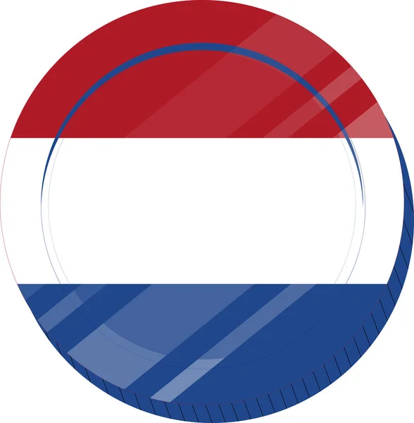 Флаг Netherlands Иконке Круглой Кнопки — стоковый вектор