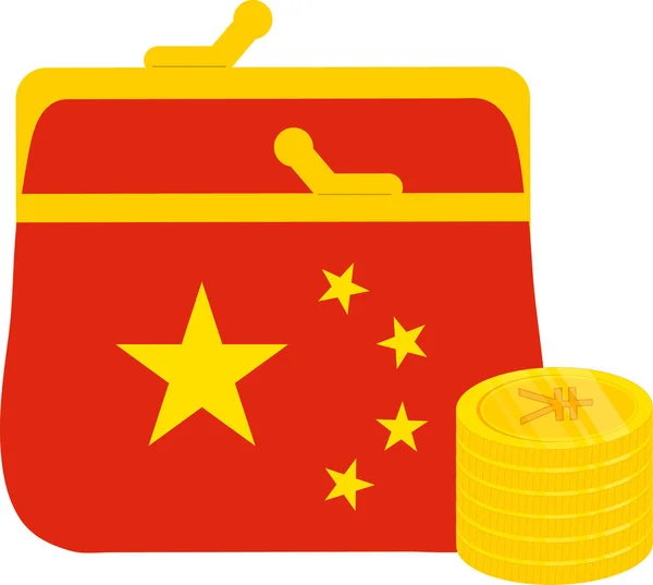 China Bandeira Mão Desenhada Renminbi Mão Desenhada — Vetor de Stock