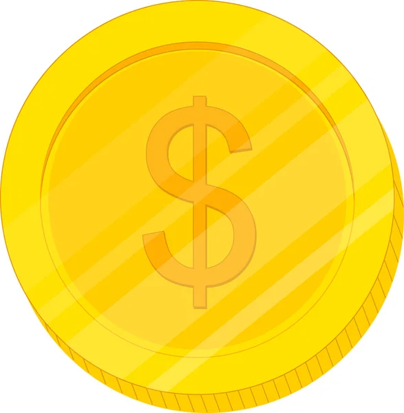 Moneta Dollaro Icona Valuta Pieno Stile Contorno — Vettoriale Stock