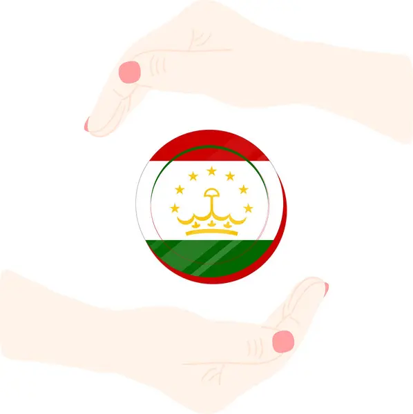Vlajka Tádžikistánu Kulaté Nálepky Izolované Bílém Ilustrace — Stockový vektor