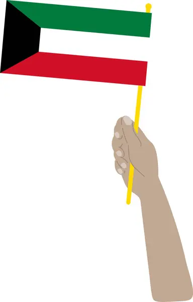 Kuwejt Flaga Ręcznie Wyciągnąć Kuwejt Dinar Ręcznie Wyciągnąć — Wektor stockowy