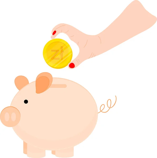 Piggy Bank Coin — Stock Vector