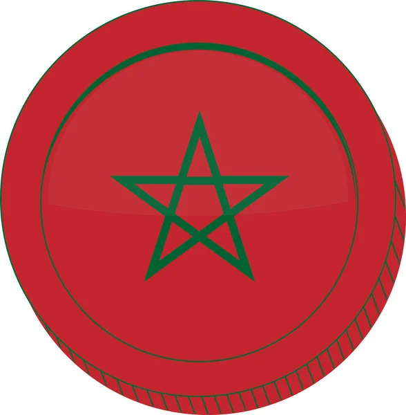 Runde Ikone Mit Marokkanischer Flagge — Stockvektor