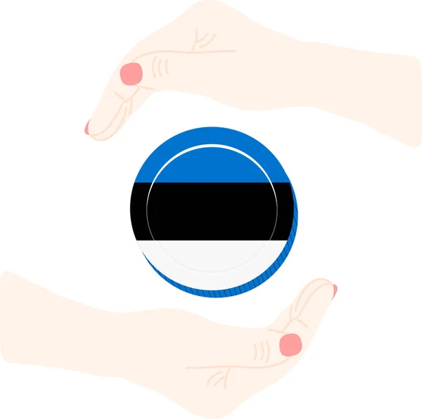 Estónia Bandeira Desenhada Mão Eur Desenhada Mão — Vetor de Stock