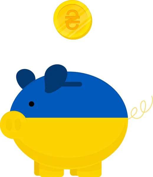 Ukrainska Flaggan Bank Ikon Tecknad Stil — Stock vektor