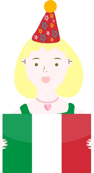 Kobieta Włoską Flagą — Wektor stockowy