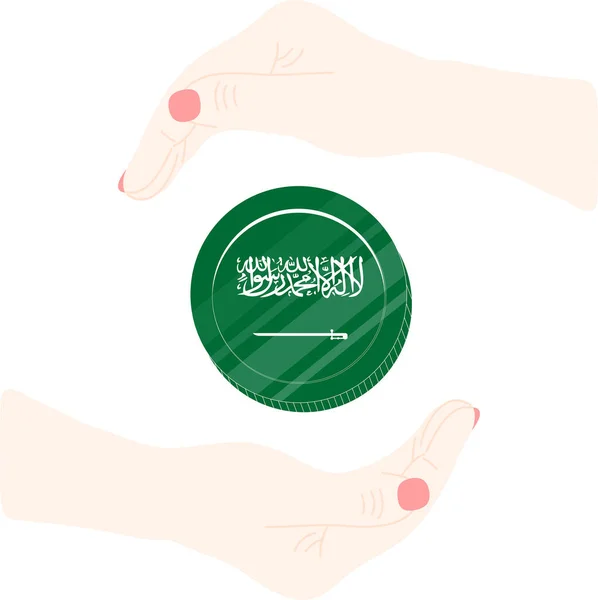 Saudi Arabia Lippu Käsi Maailmankartalla Vektorikuvaus — vektorikuva