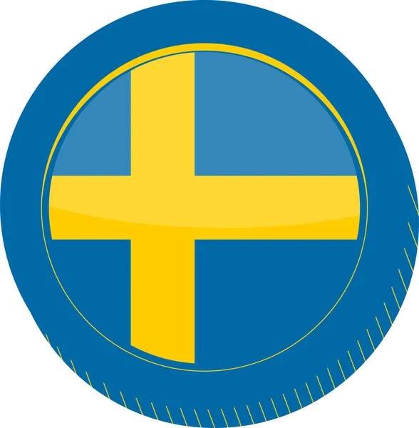 Флаг Швеции Круглая Форма Плоская Конструкция — стоковый вектор