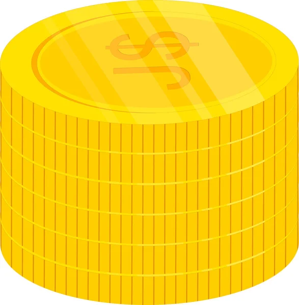 Χρυσό Νόμισμα Νόμισμα Εικονίδιο Επίπεδο Χρώμα Στυλ Εικονογράφηση Διανύσματος — Διανυσματικό Αρχείο