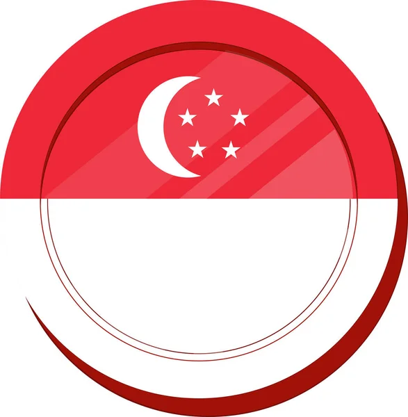 Üzerinde Bayrak Olan Singapur Yuvarlak Çıkartması — Stok Vektör