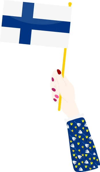 Mão Segurando Bandeira Sueca —  Vetores de Stock