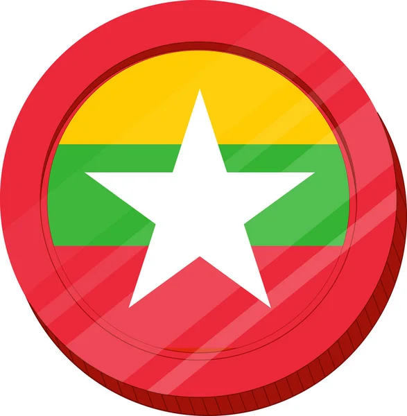 Myanmar Flag Hand Drawn Myanma Kyat Hand Drawn — Stock Vector