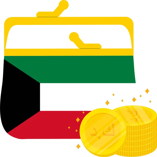 Pièces Monnaie Kuwait Avec Drapeau Forme Banque — Image vectorielle