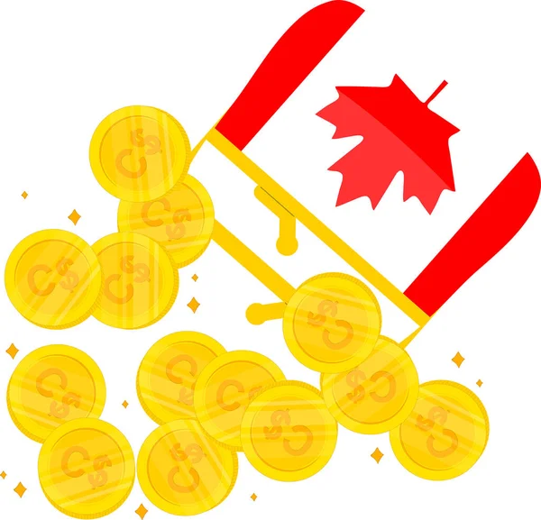 カナダのコインと葉 — ストックベクタ