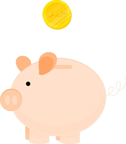 Piggy Bank Met Gouden Munt — Stockvector