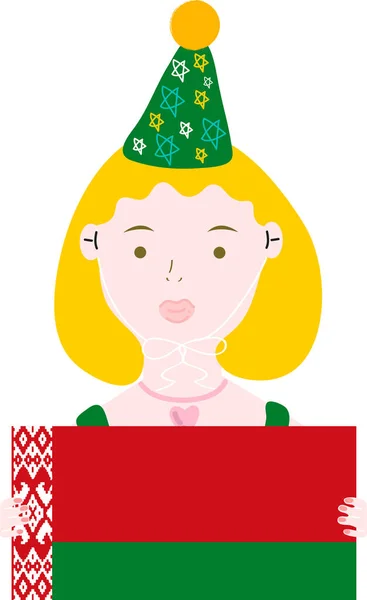 Dívka Podobě Národního Ruského Svátku Symbolem Nového Roku Vektorová Ilustrace — Stockový vektor