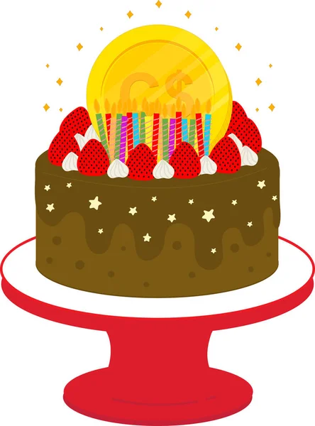 Cupcake Aniversário Com Velas —  Vetores de Stock