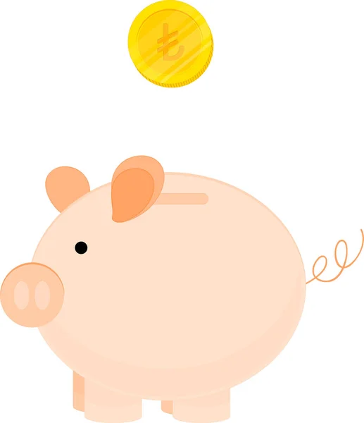 Piggy Bank Flat Design Vector Illustration White Background — Stock Vector