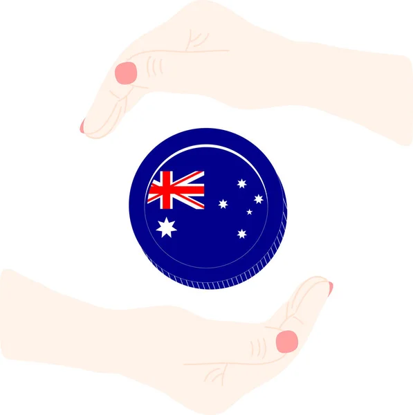 Bandiera Australiana Mano Femminile Rendering — Vettoriale Stock
