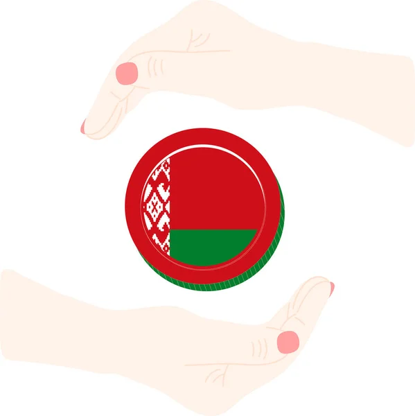 Ruka Běloruskou Národní Vlajkou Vektorová Ilustrace — Stockový vektor