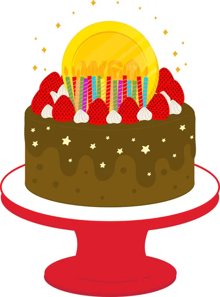 Торт День Народження Свічками Торт — стоковий вектор