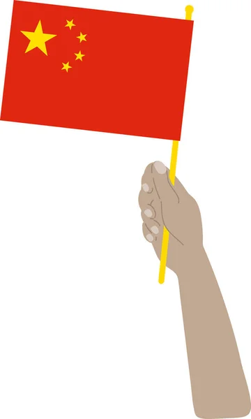Χέρι Κρατώντας Μια Σημαία Της Κίνας Εικονογράφηση Διανύσματος — Διανυσματικό Αρχείο
