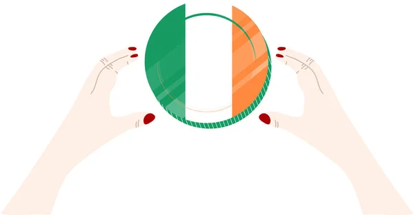 Ireland Nationell Flagga Vektor Illustration Vit Bakgrund — Stock vektor