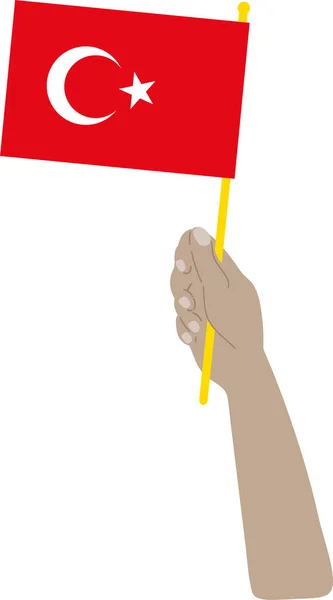 トルコの旗を握る手 — ストックベクタ