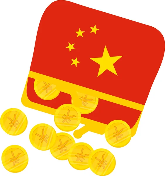Çin Bayrağı Çizildi Renminbi Çizildi — Stok Vektör