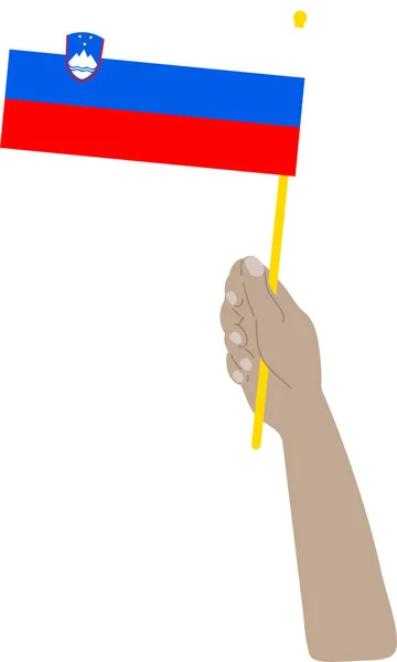 Hand Hålla Vit Flagga Med Pensel För Den Nationella Dagen — Stock vektor