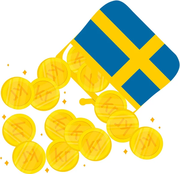 Монеты Шведским Флагом Цветах Страны — стоковый вектор