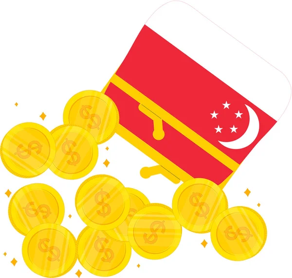 Koin Malaysia Dan Mata Uang Dalam Bendera China - Stok Vektor