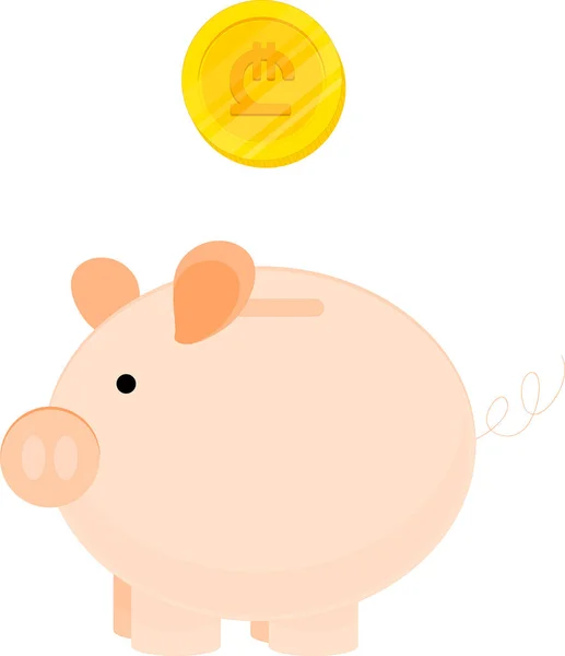 Piggy Bank Coin Vector Illustration Isolated White Background — Stock Vector