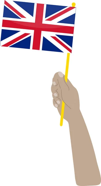 Mano Possesso Una Bandiera Nazionale Grande Britannico — Vettoriale Stock