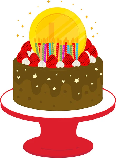 Birthday Cake Candles Cake Cake Vector Illustration — Stock Vector