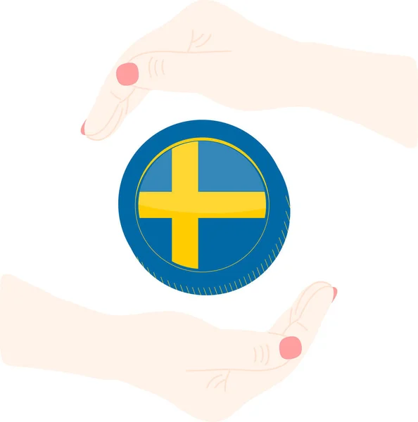 Флаг Швеции Рукой — стоковый вектор